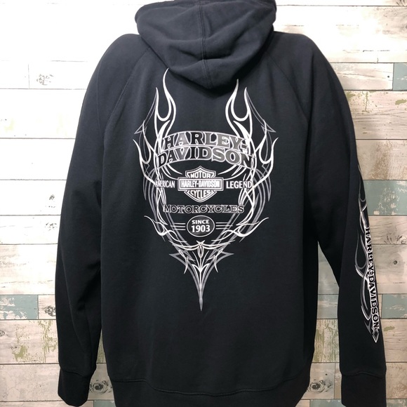 Harley Davidson Zip Up Hoodie Sweatshirt Size L - Picture 3 of 6